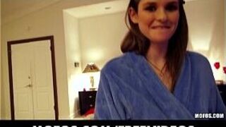 Shy young GF is talked into making a sex tape with her man porn video