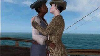 This sexy 3D pirate babe is getting fucked by a black cock porn video